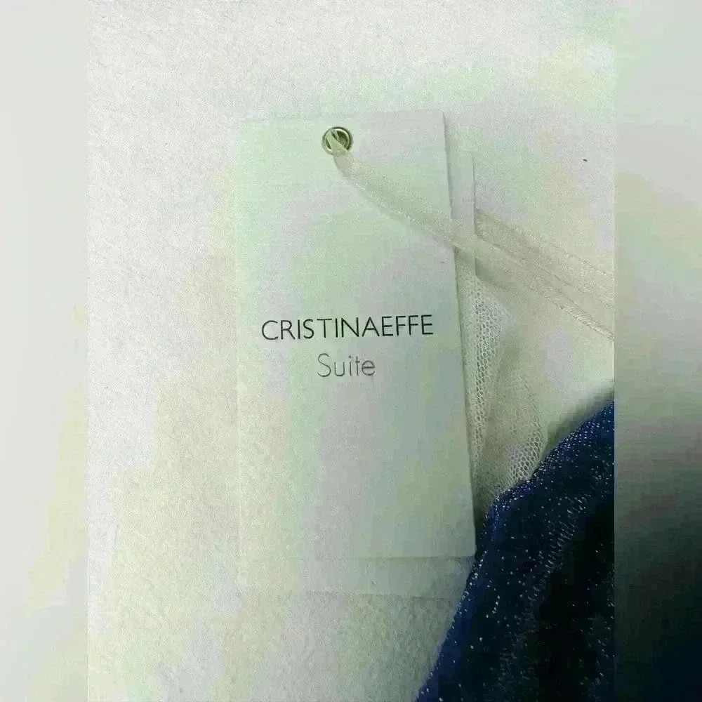 CRISTINAEFFE Sleeveless Sparkly Blue Formal Maxi Dress Size 42 or US size 8 - Picture 11 of 14